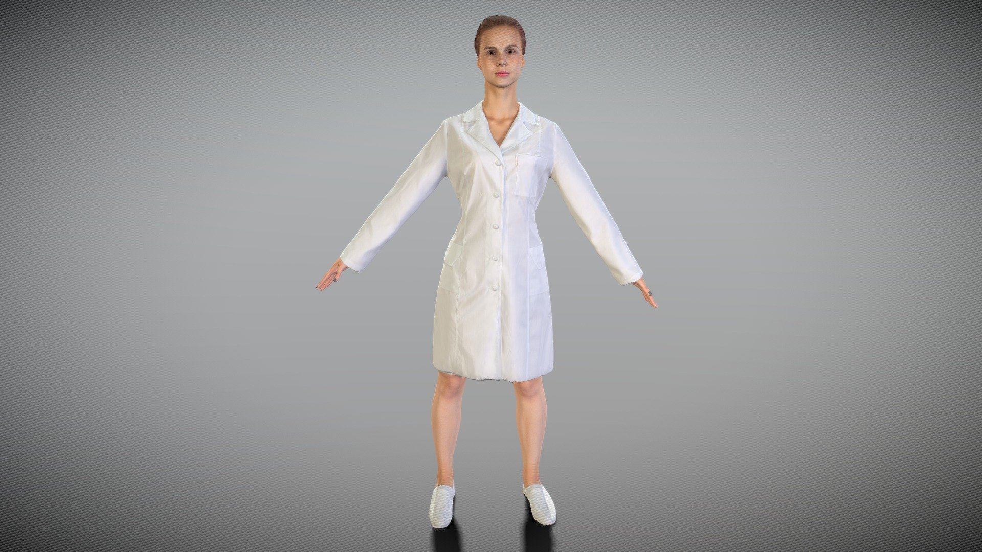Attractive nurse in A-pose ready for rigging 117 — Sketchfab embed 3D viewer