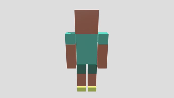 Low poly animated minecraft footballer 3D Model