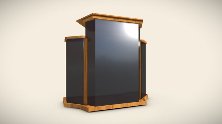 Wood And Glass Pulpit With Support 3D Model