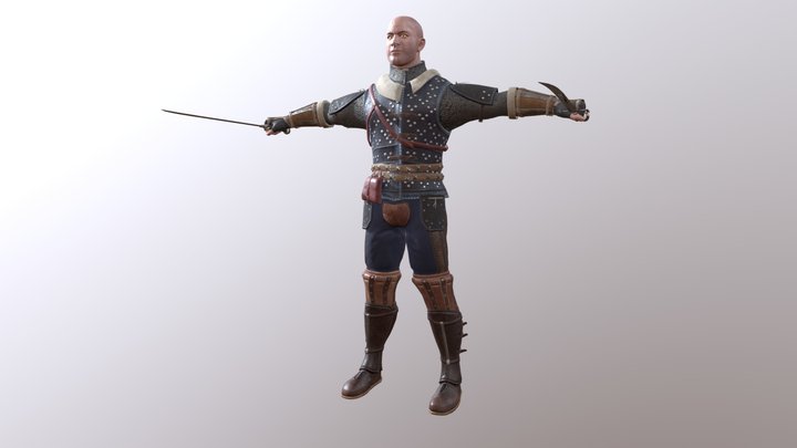 Witcher Character in the Cat armor set 3D Model