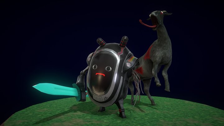Zombies Goat and Corrupted G-2 Robot 3D Model