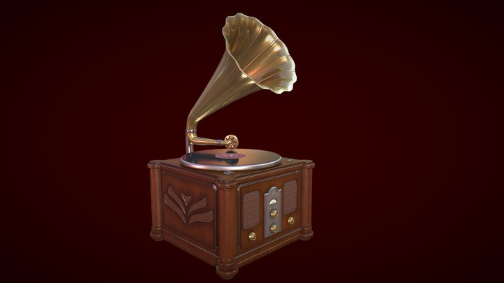 Gramophone. Game ready. Free 3D Model