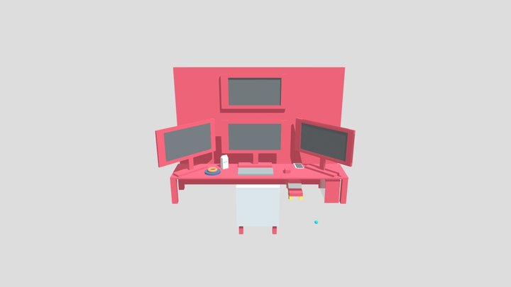 three monitor setup (1) 3D Model