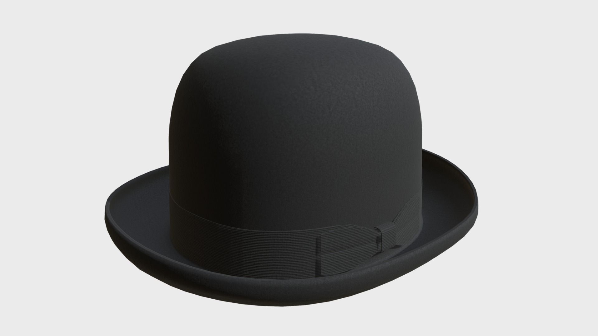 3D model Bowler hat - This is a 3D model of the Bowler hat. The 3D model is about a black hat with a white background.