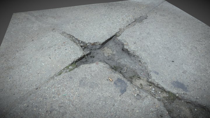 Damaged concrete ground 01 3D Model