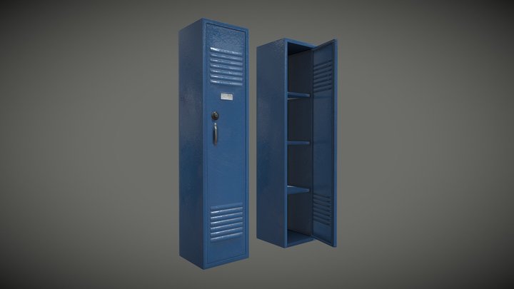 Metal School Lockers 3D Model