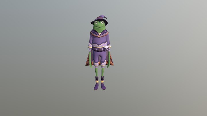 Frog Wizard Character 3D Model