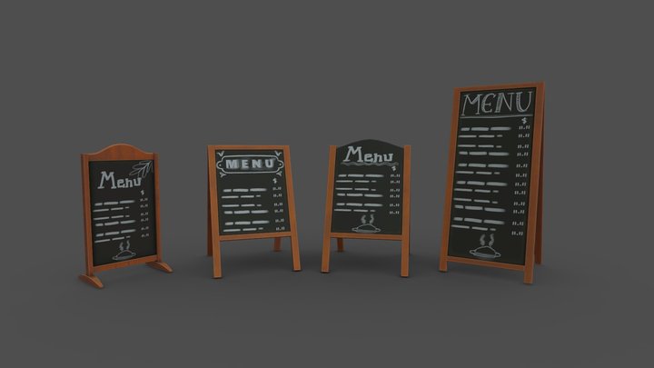 Stylized Menu Boards 3D Model