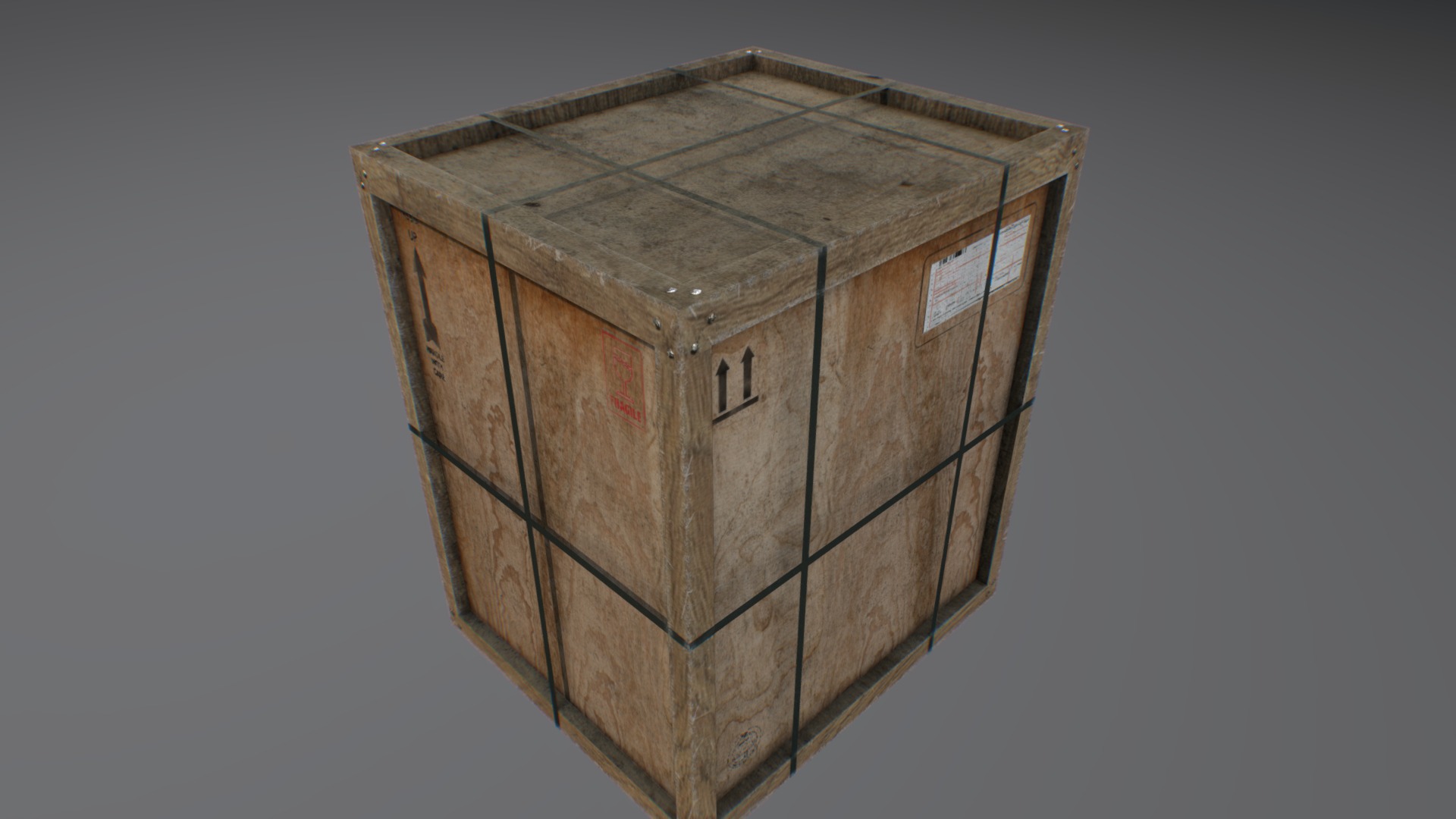 3D model Old wooden cargo crate 9 - This is a 3D model of the Old wooden cargo crate 9. The 3D model is about a wooden box with a window.