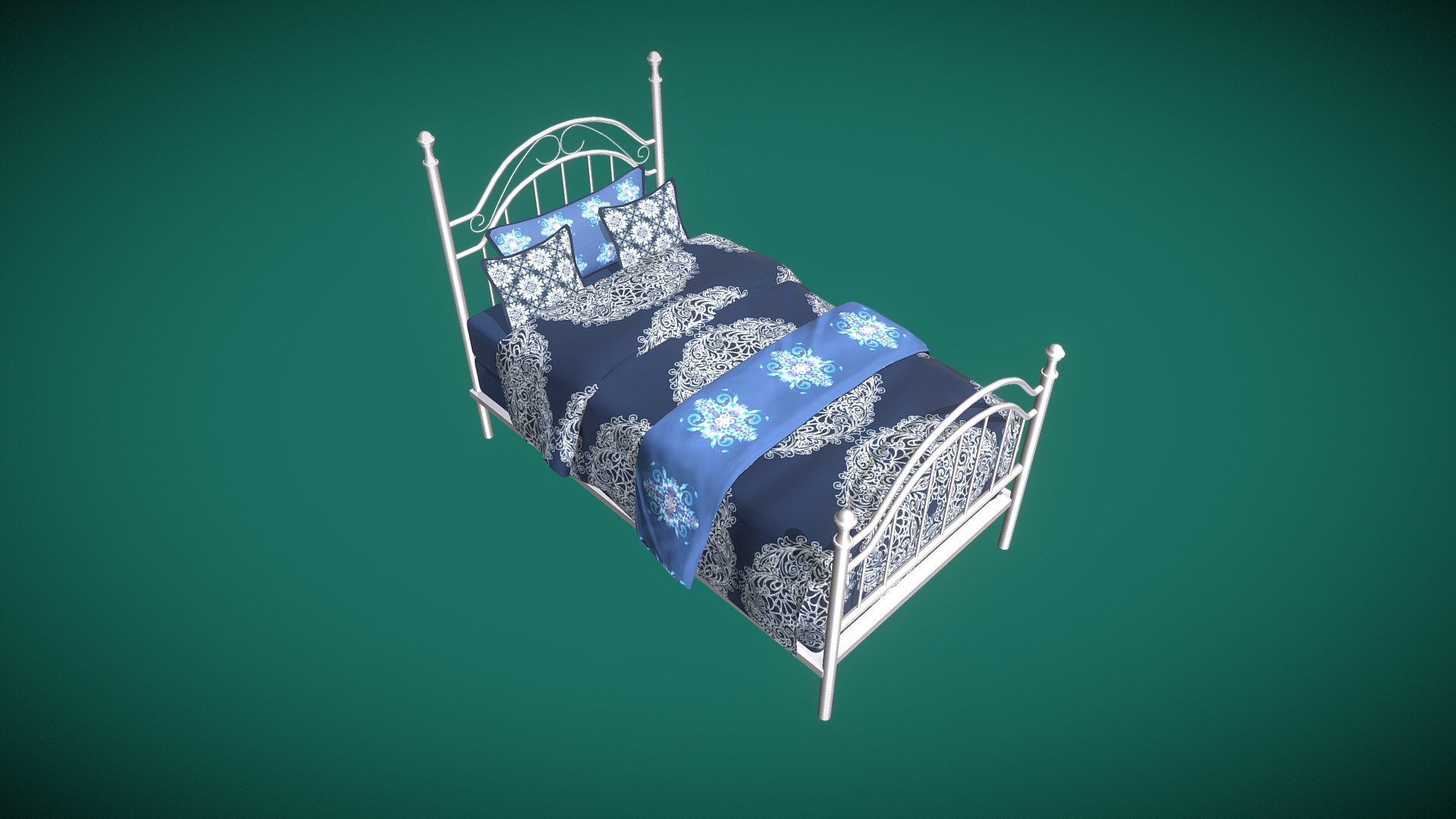 3D model Bed 06 - This is a 3D model of the Bed 06. The 3D model is about a blue and white shopping cart.