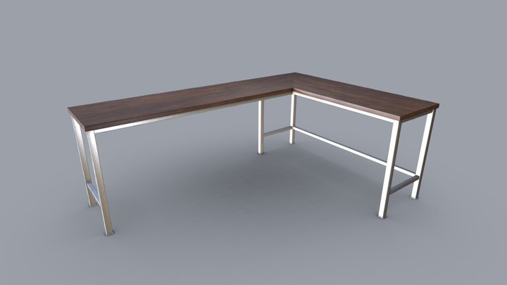 Old L-shaped desk 3D Model