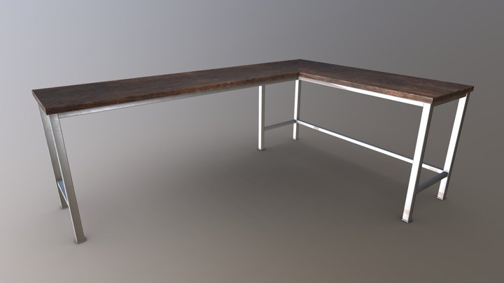 Old L-shaped desk 3D Model