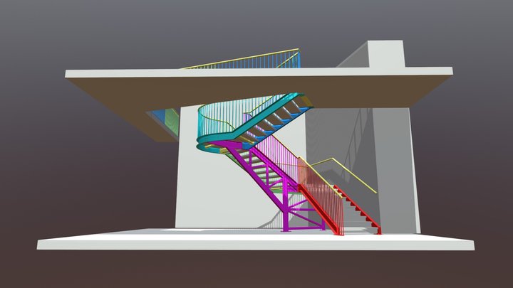 Escalier métallique en console 3D Model