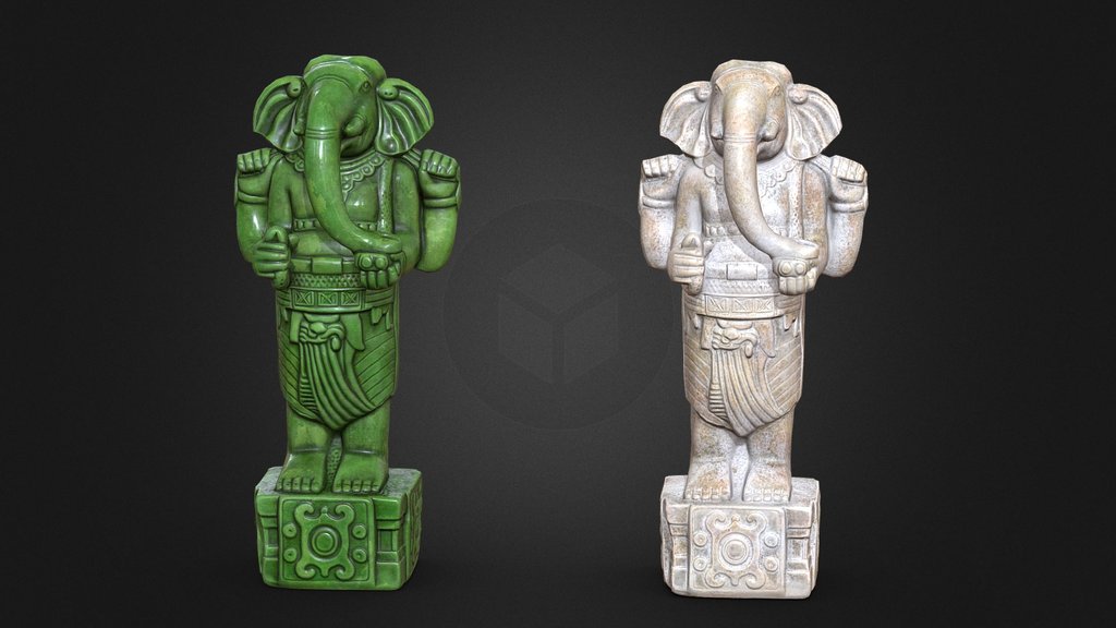 Standing Ganesha Statue Jade and Marble