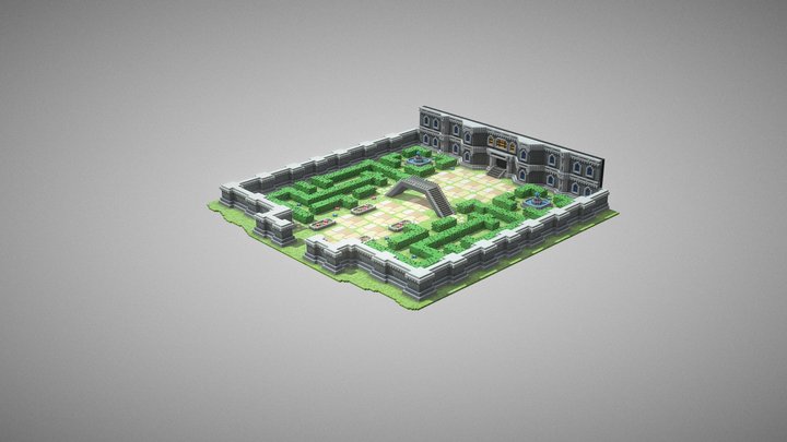 Castle Voxel Videogame Asset 3D Model