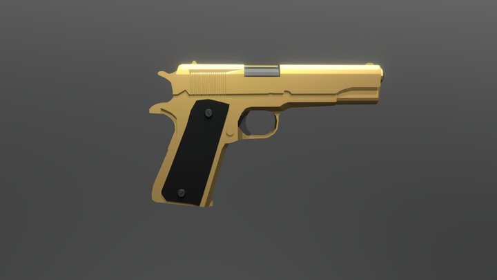 1911 Colt Gold Plated 3D Model