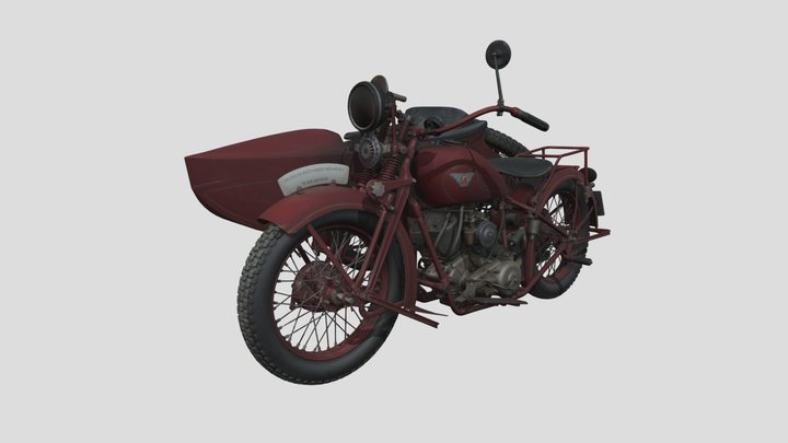 CWS M111 motorcycle with sidecar 3D Model