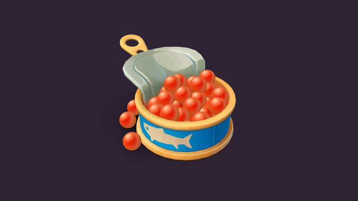 Stylized Canned Caviar 3D Model