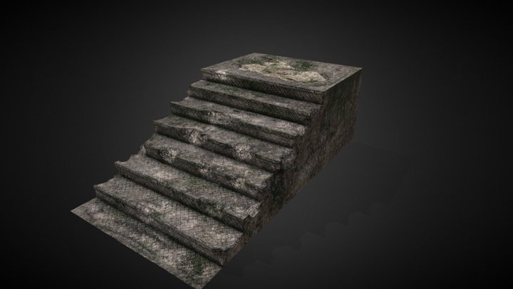 Stone steps for game assets 3D Model
