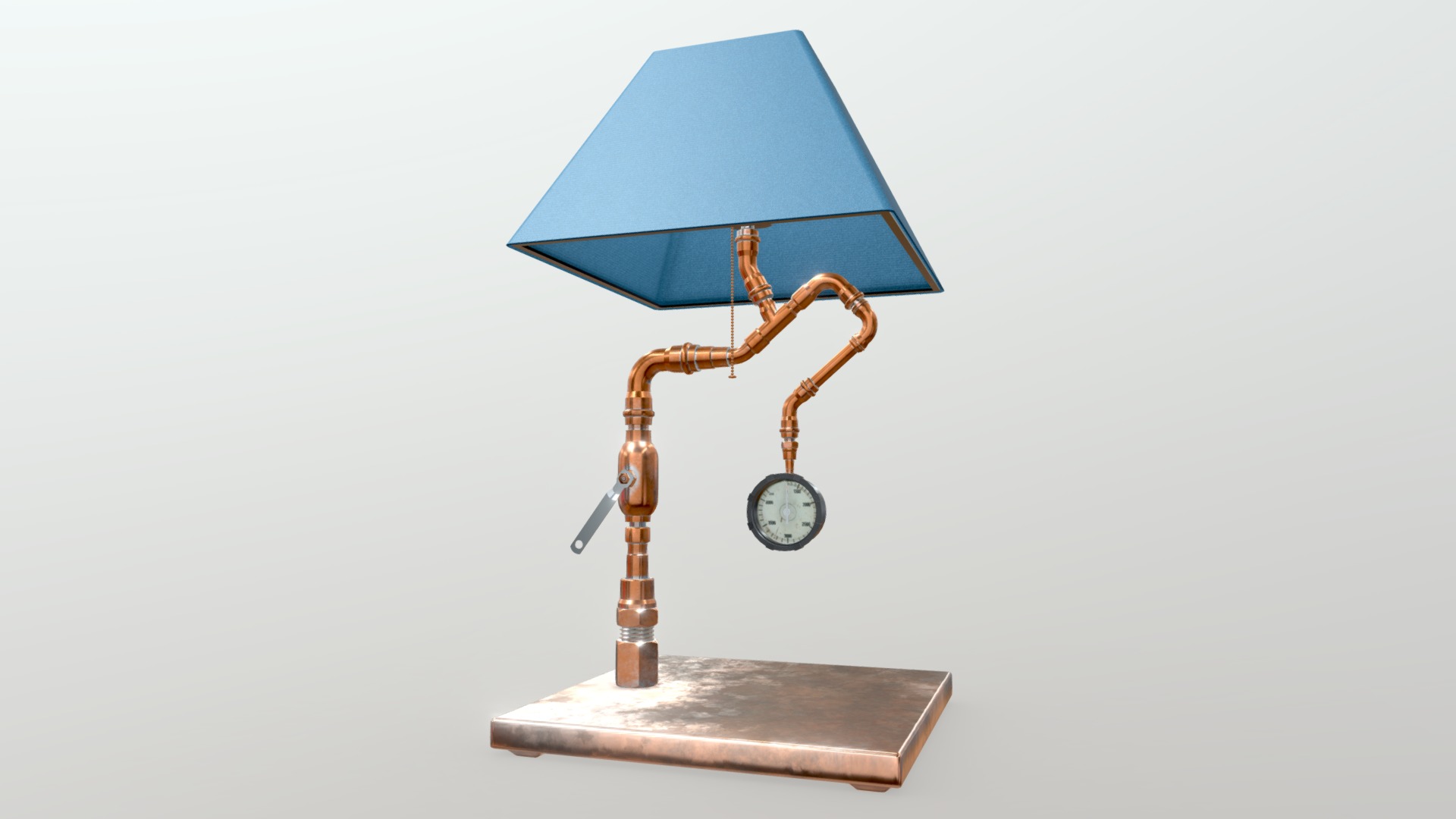 3D model Steam Table Lamp - This is a 3D model of the Steam Table Lamp. The 3D model is about a clock and a blue umbrella.