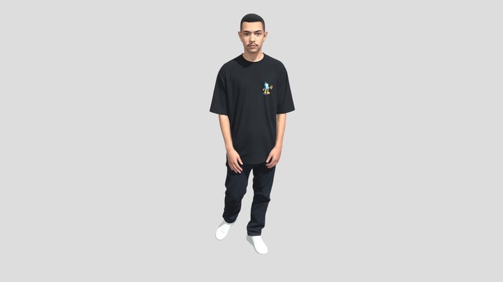 Casual Portrait in a Black T-Shirt – Modello 3D gratuito STL