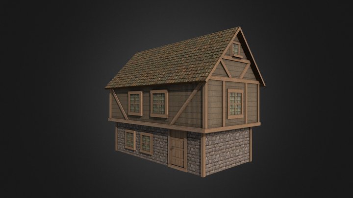 02 Medieval House Low Poly 3D Model