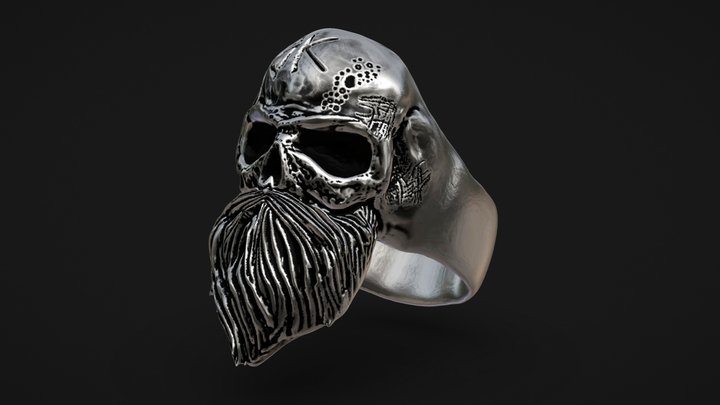 Skull Beard (Prata) 3D Model