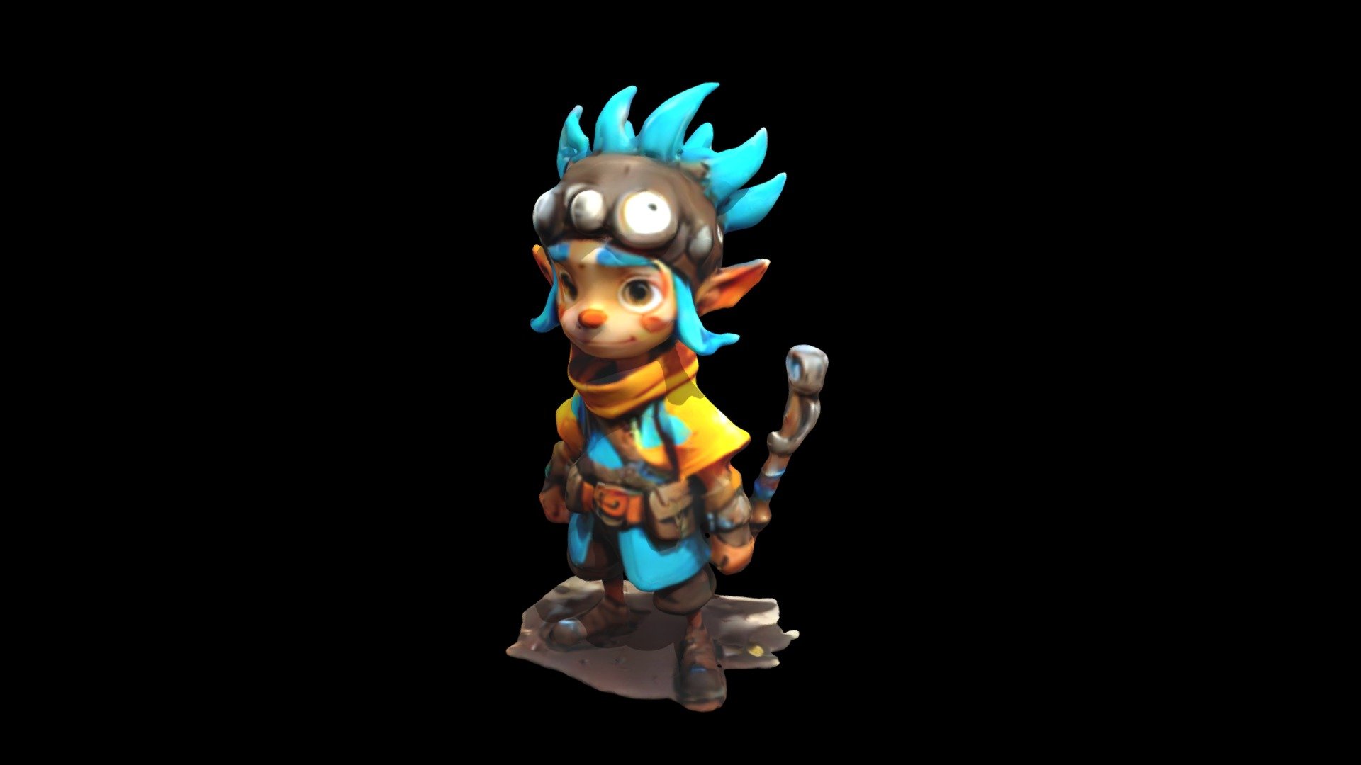 a cartoon character with blue hair and a back - Download Free 3D model ...