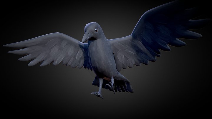 Game ready crow 3D Model