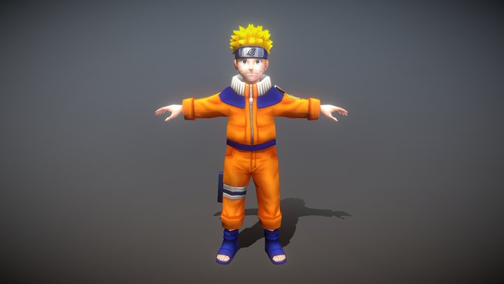 Naruto Uzomaki Com Modelo 3d Ilustração Stock - Ilustração de