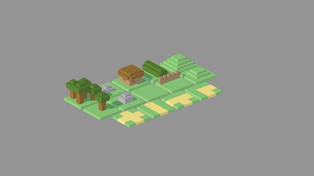 Voxel Tile-Based Components 3D Model