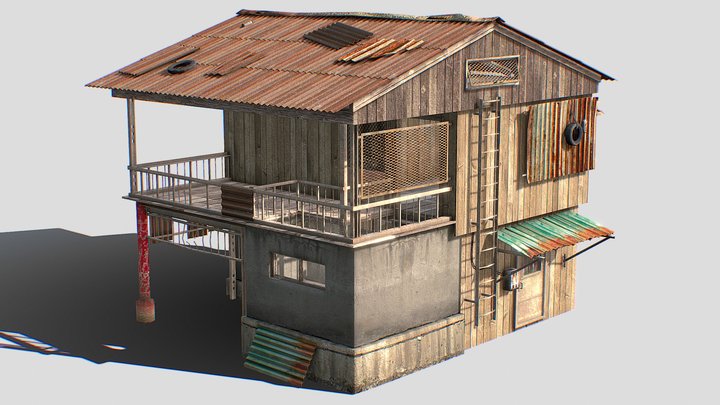 Old | House | Wooden | Enterable | Rusty 3D Model