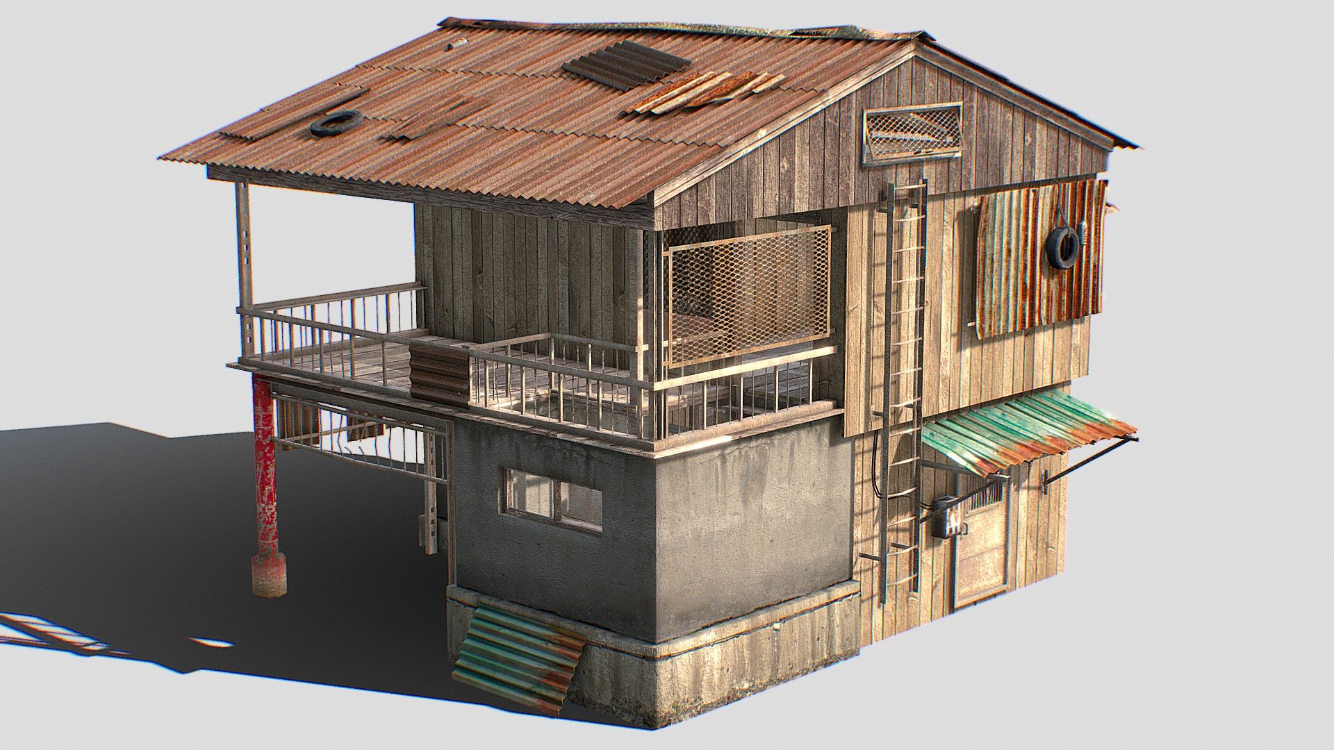 Old | House | Wooden | Enterable | Rusty - Download Free 3D model by ...