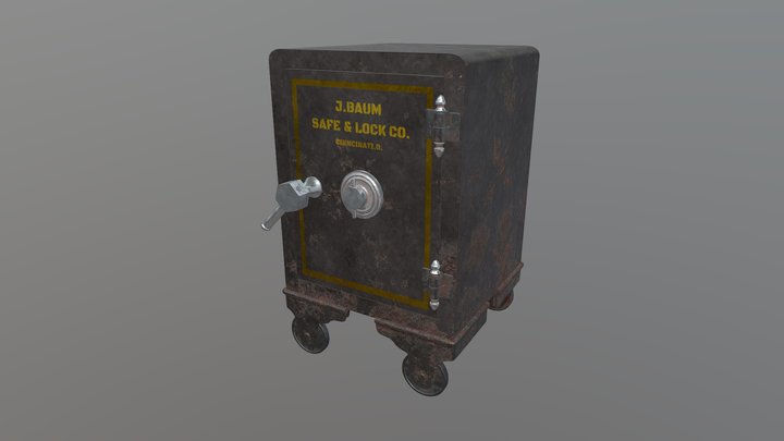 Antique Iron Safe 3D Model