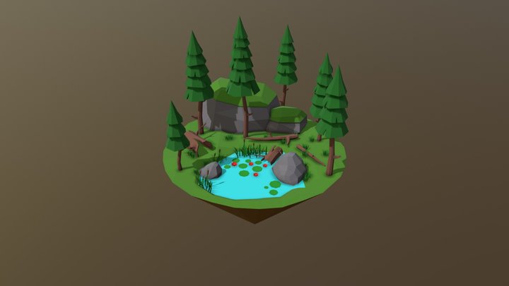 3D Lake Low Poly 3D Model