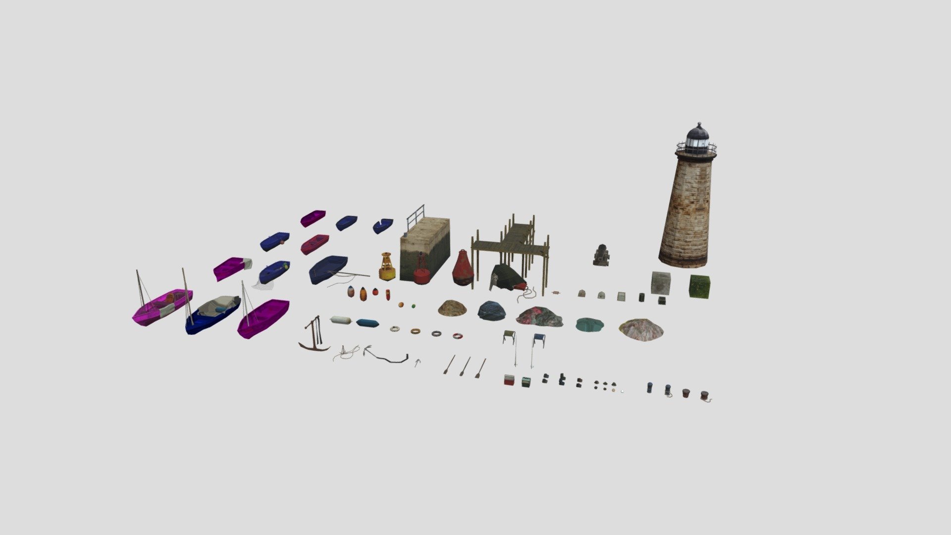 PSX Low- Poly Boats & Fishing Props Pack - 3D model by Aquicor [7f53e87 ...