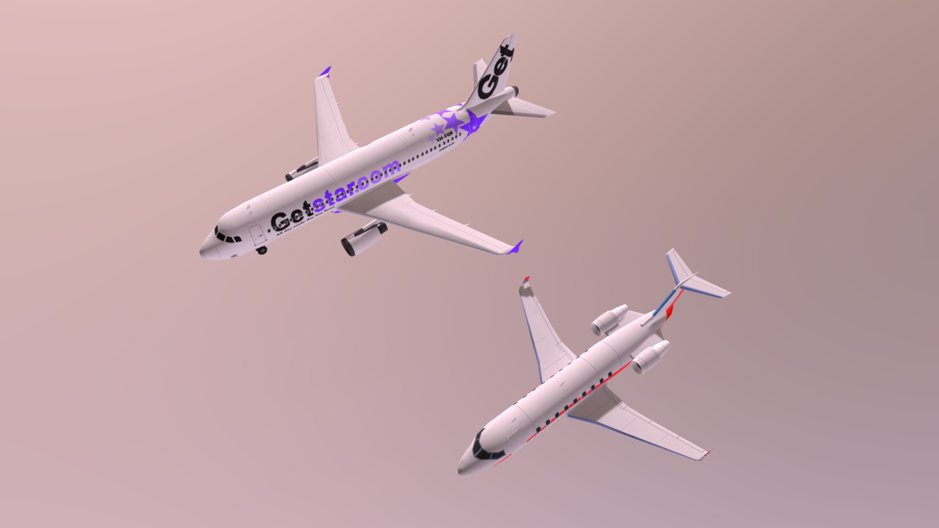 3D model Low Poly Airplanes Pack - This is a 3D model of the Low Poly Airplanes Pack. The 3D model is about a couple of airplanes flying in the sky.