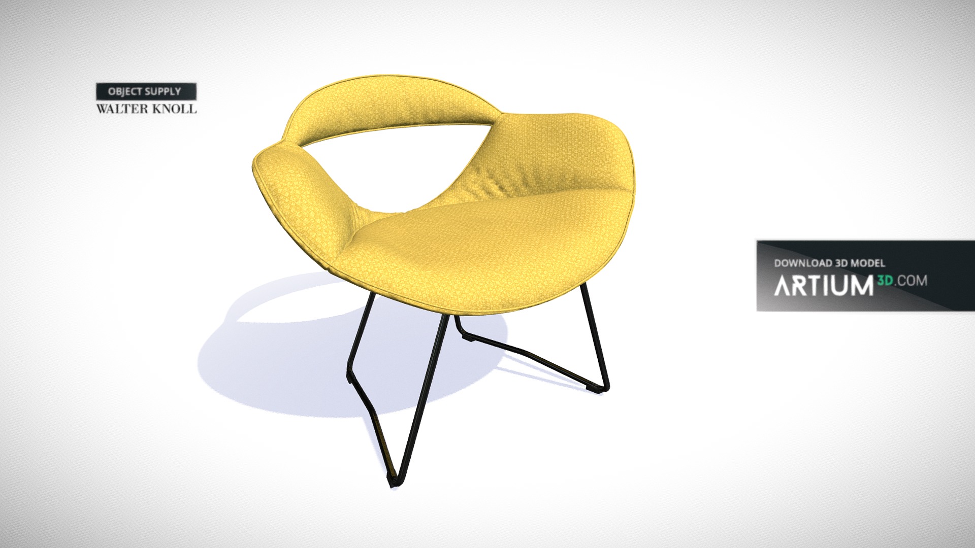 3D model Chair Rumi from Walter Knoll - This is a 3D model of the Chair Rumi from Walter Knoll. The 3D model is about a yellow hat with a black band.