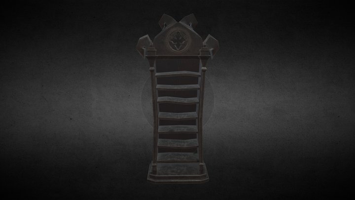 A Damaged Gothic Bookshelf 3D Model