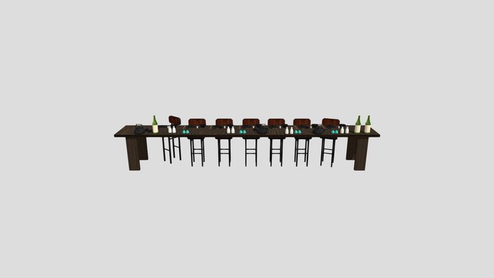 Japanese Restaurant Table 3D Model