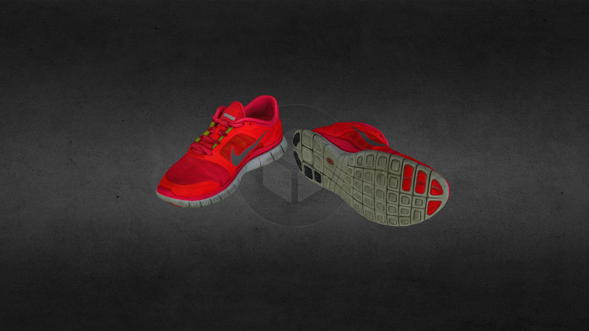 3D model Nike shoes - This is a 3D model of the Nike shoes. The 3D model is about a pair of shoes on a black surface.
