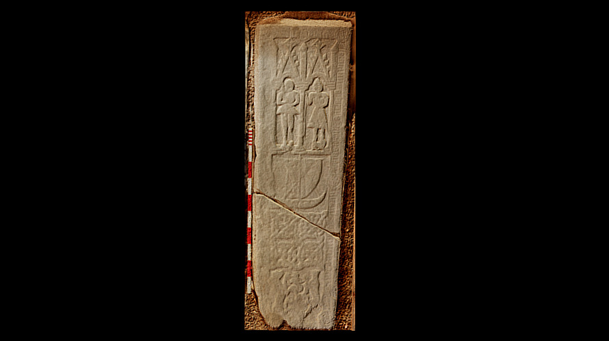 Kiel medieval tombstone with galley (1 of 4)