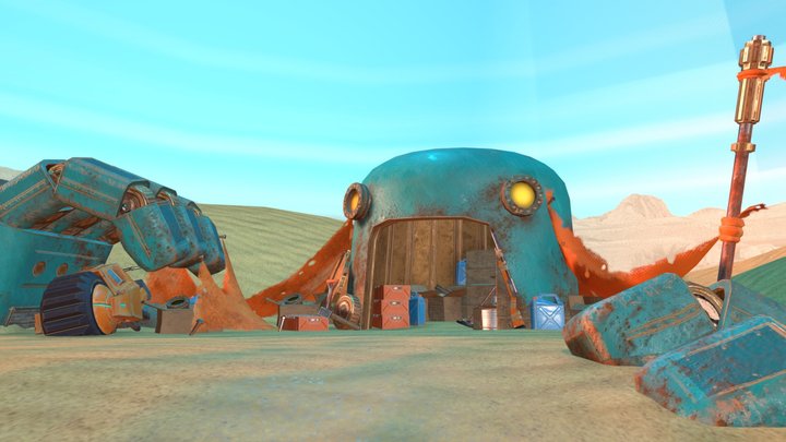 Robot Head Desert Shack 3D Model