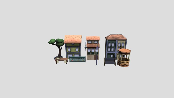 Stylized Spanish village models 3D Model