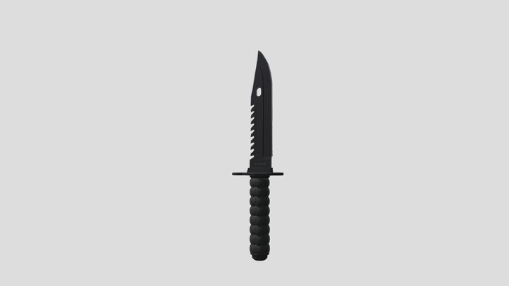 Tactical Black Knife 3D Model