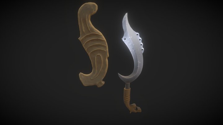 Kujang Sword stylized 3D Model