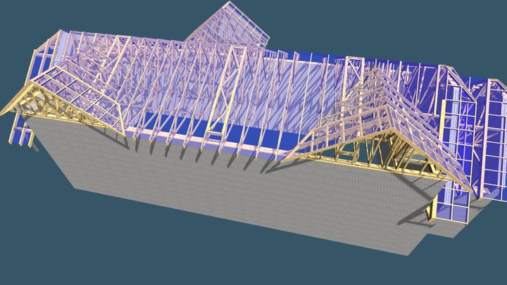 3D model střechy - vazníky 3D Model