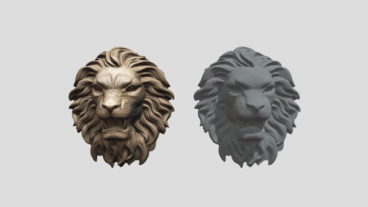 Statue Lion Face 001 – Gratis 3D-model STL