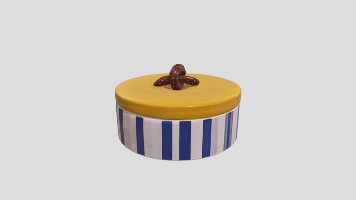 Striped Cookie Jar with Pretzel Lid 3D Scan