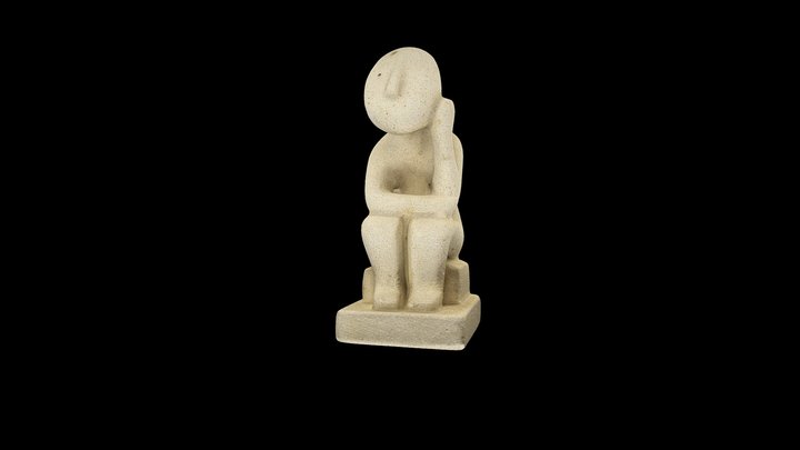 Hand Carved Cycladic ‘Thinker’ Figurine 3D Model